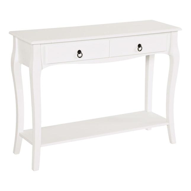 Modern Console Table with Drawers and Shelves for Living Room Entryway Bedroom - Ivory White
