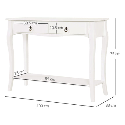 Modern Console Table with Drawers and Shelves for Living Room Entryway Bedroom - Ivory White