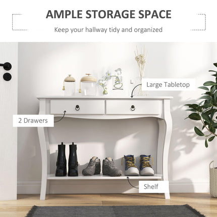 Modern Console Table with Drawers and Shelves for Living Room Entryway Bedroom - Ivory White