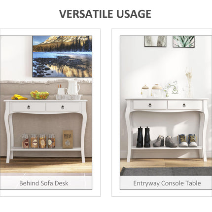 Modern Console Table with Drawers and Shelves for Living Room Entryway Bedroom - Ivory White