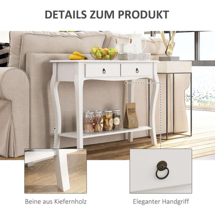 Modern Console Table with Drawers and Shelves for Living Room Entryway Bedroom - Ivory White