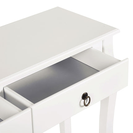 Modern Console Table with Drawers and Shelves for Living Room Entryway Bedroom - Ivory White