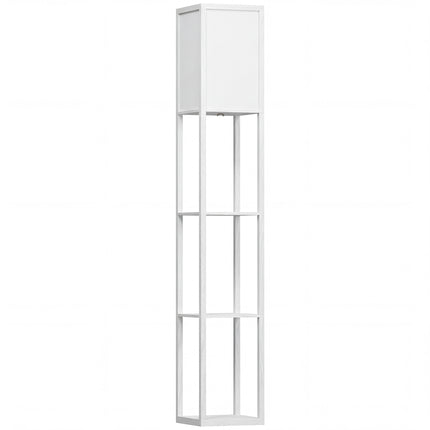 Standing Lamp with 4-Tier Storage Shelf Floor Light - White