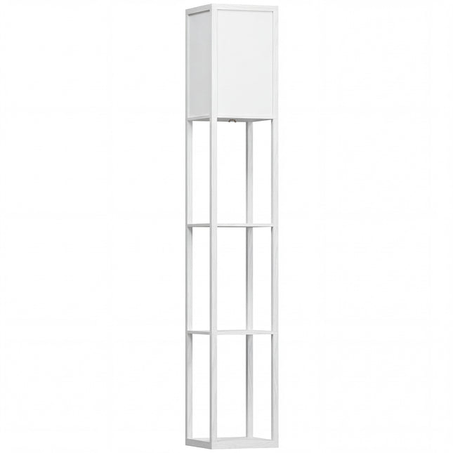 Standing Lamp with 4-Tier Storage Shelf Floor Light - White