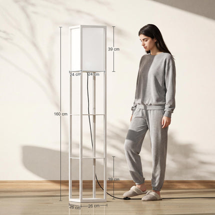 Standing Lamp with 4-Tier Storage Shelf Floor Light - White