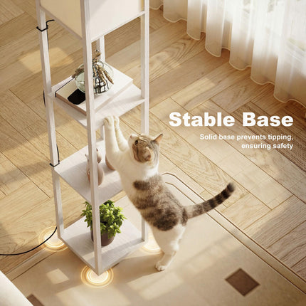 Standing Lamp with 4-Tier Storage Shelf Floor Light - White