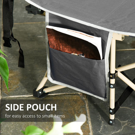 Single Person Folding Camping Cot with Steel Frame and Side Pocket - Blue
