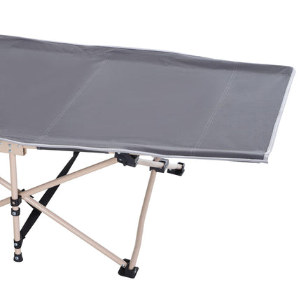 Single Person Folding Camping Cot with Steel Frame and Side Pocket - Blue