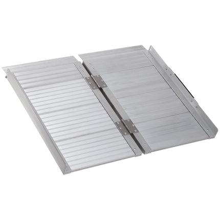 2ft Folding Aluminium Wheelchair Ramp Portable Mobility Scooter Access Aid - Silver