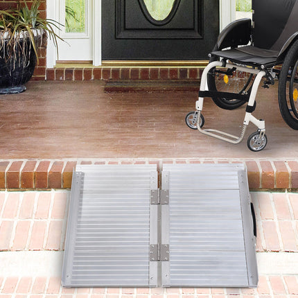 2ft Folding Aluminium Wheelchair Ramp Portable Mobility Scooter Access Aid - Silver