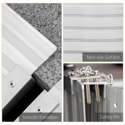 2ft Folding Aluminium Wheelchair Ramp Portable Mobility Scooter Access Aid - Silver