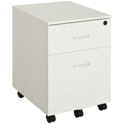 2-Drawer Locking Office Filing Cabinet with 5 Wheels Rolling Storage for Legal & Letter Files - White