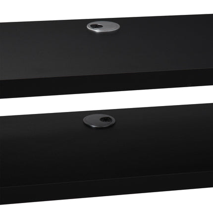 Floating Wall Mounted TV Unit with Open Shelf & Cable Holes - Black