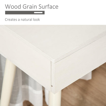 Dressing Table Set with Round Mirror, 2 Drawers & Cushioned Stool for Jewelry Storage - White