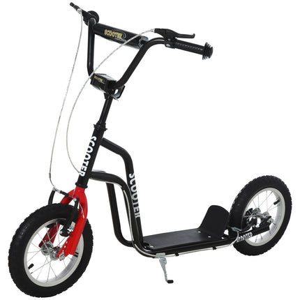 Kids Height Adjustable Steel Kick Scooter 75-80cm Handlebar - Black/Red