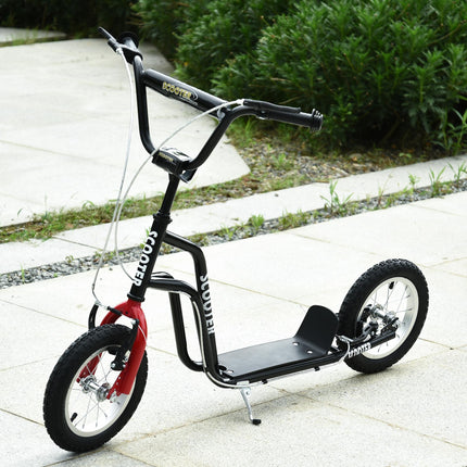 Kids Height Adjustable Steel Kick Scooter 75-80cm Handlebar - Black/Red