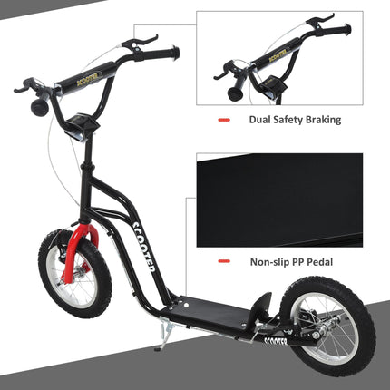 Kids Height Adjustable Steel Kick Scooter 75-80cm Handlebar - Black/Red