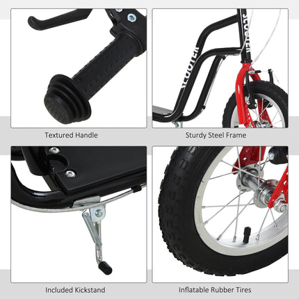 Kids Height Adjustable Steel Kick Scooter 75-80cm Handlebar - Black/Red