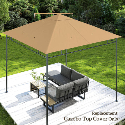 Outsunny 3 x 3 m Gazebo Canopy Replacement Cover, Garden Gazebo Roof Replacement with Drain Holes, TOP COVER ONLY, Beige