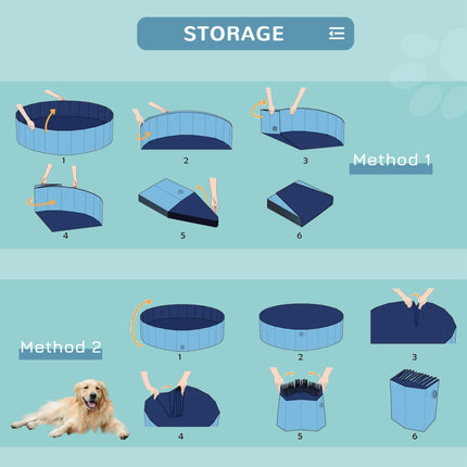 Foldable Pet Swimming Pool 120 cm Diameter - Blue