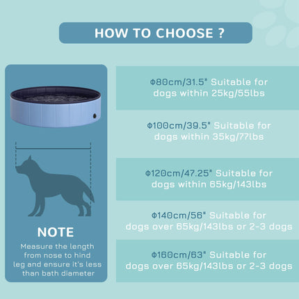 Foldable Pet Swimming Pool 120 cm Diameter - Blue