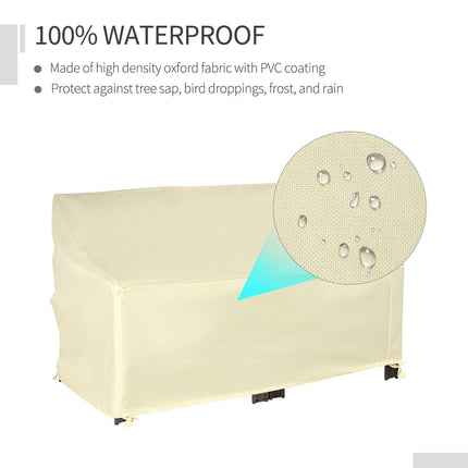 600D Oxford Cloth Furniture Cover, 2 Seater Sofa Protector for Garden Patio, Cre