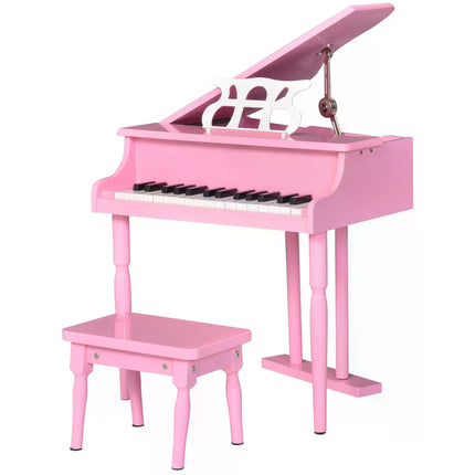 Modern Kids 30-Key Mini Grand Piano Set of 2 with Music Stand and Bench - Pink