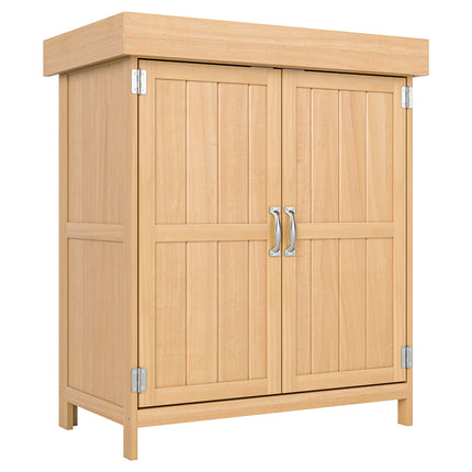 Small Shed, Wooden Garden Shed with Openable Hinged Roof and Removable Shelf, Br