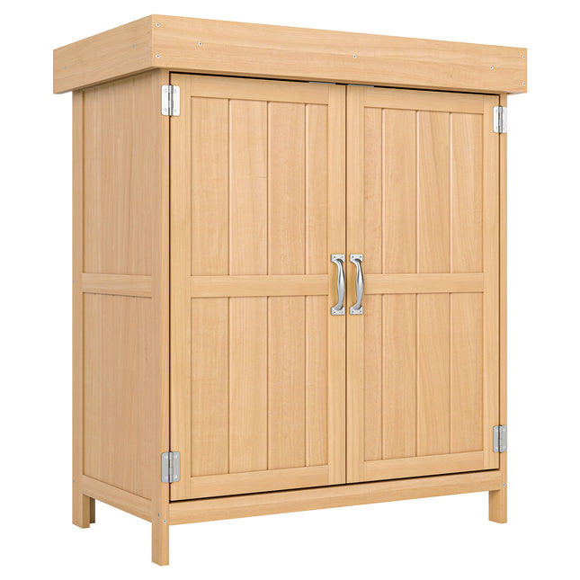 Small Shed, Wooden Garden Shed with Openable Hinged Roof and Removable Shelf, Br