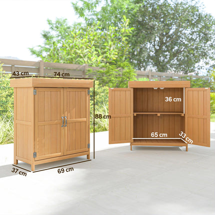 Small Shed, Wooden Garden Shed with Openable Hinged Roof and Removable Shelf, Br