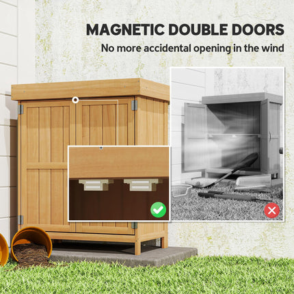 Small Shed, Wooden Garden Shed with Openable Hinged Roof and Removable Shelf, Br