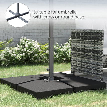 4 Pieces Portable Sand or Water Fillable Parasol Base Weights for Cross Stand Square Holder - Black