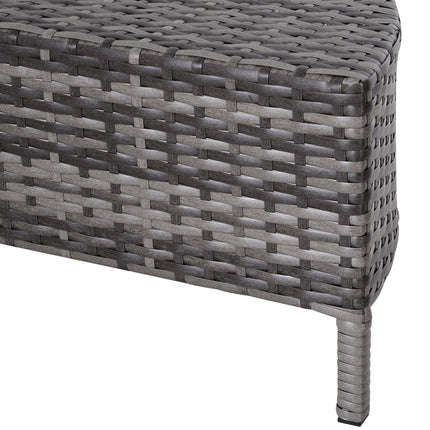 Rattan 4-Seater Half-Round Patio Garden Sofa & Table Set with Cushions and Pillows - Grey