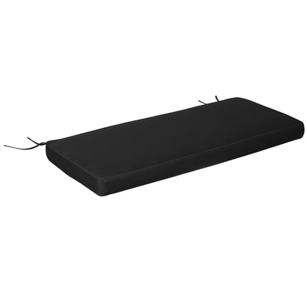 2 Seater Garden Bench Cushion with Thick Sponge Filling - Black Polyester