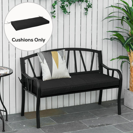 2 Seater Garden Bench Cushion with Thick Sponge Filling - Black Polyester