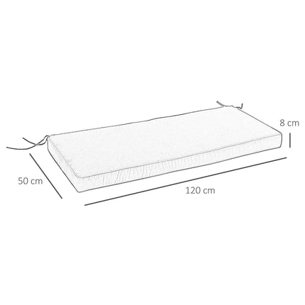 2 Seater Garden Bench Cushion with Thick Sponge Filling - Black Polyester