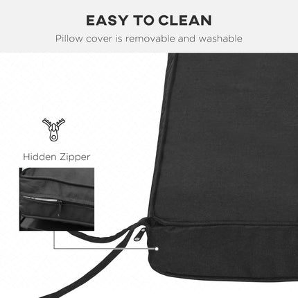 2 Seater Garden Bench Cushion with Thick Sponge Filling - Black Polyester