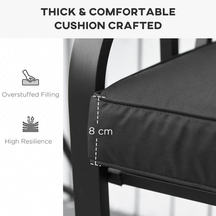 2 Seater Garden Bench Cushion with Thick Sponge Filling - Black Polyester