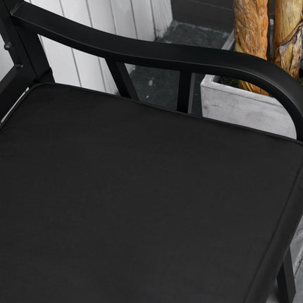 2 Seater Garden Bench Cushion with Thick Sponge Filling - Black Polyester