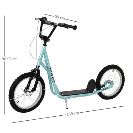 Adjustable Kids Steel Frame Kick Scooter with Dual Brakes - Blue