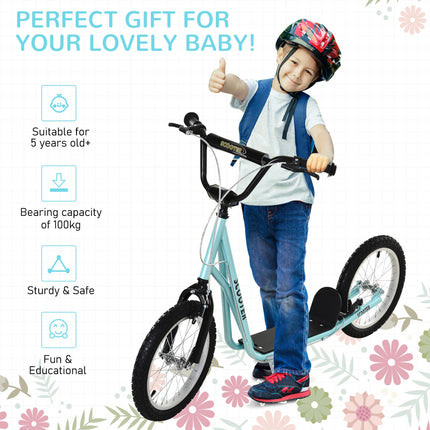 Adjustable Kids Steel Frame Kick Scooter with Dual Brakes - Blue