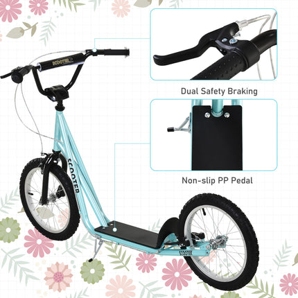 Adjustable Kids Steel Frame Kick Scooter with Dual Brakes - Blue