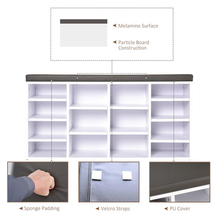 Multi-Storage Shoe Rack with 14 Compartments, Cushion Seat & Removable Shelves - White