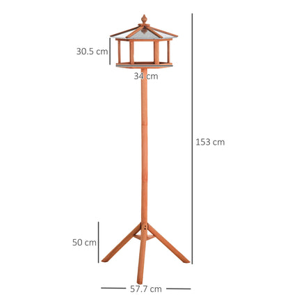 Portable Wooden Bird Feeder Station with Stand for Garden, Patio or Balcony - Natural Wood