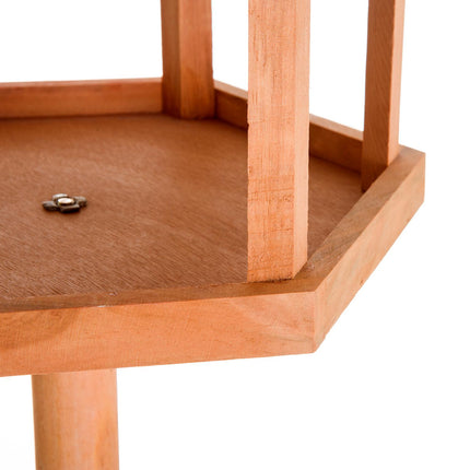 Portable Wooden Bird Feeder Station with Stand for Garden, Patio or Balcony - Natural Wood