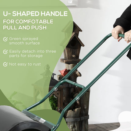 Steel Garden Lawn Roller 50cm with Fillable 60L Cylinder and Handle - Black/Green