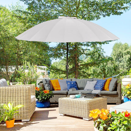 2.5m Outdoor Garden Parasol with Crank and Tilt Mechanism - Light Grey