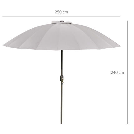 2.5m Outdoor Garden Parasol with Crank and Tilt Mechanism - Light Grey