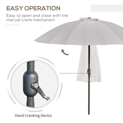 2.5m Outdoor Garden Parasol with Crank and Tilt Mechanism - Light Grey