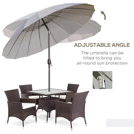 2.5m Outdoor Garden Parasol with Crank and Tilt Mechanism - Light Grey